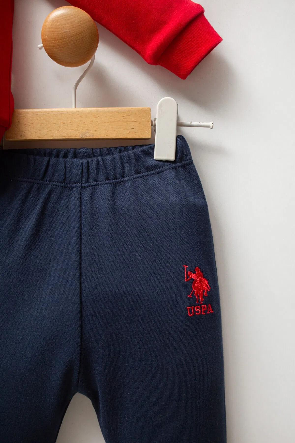 U.S. Polo Erkek Bebek 6 Ay-3 Yaş Kanguru Cep Eşofman Takımı Kırmızı