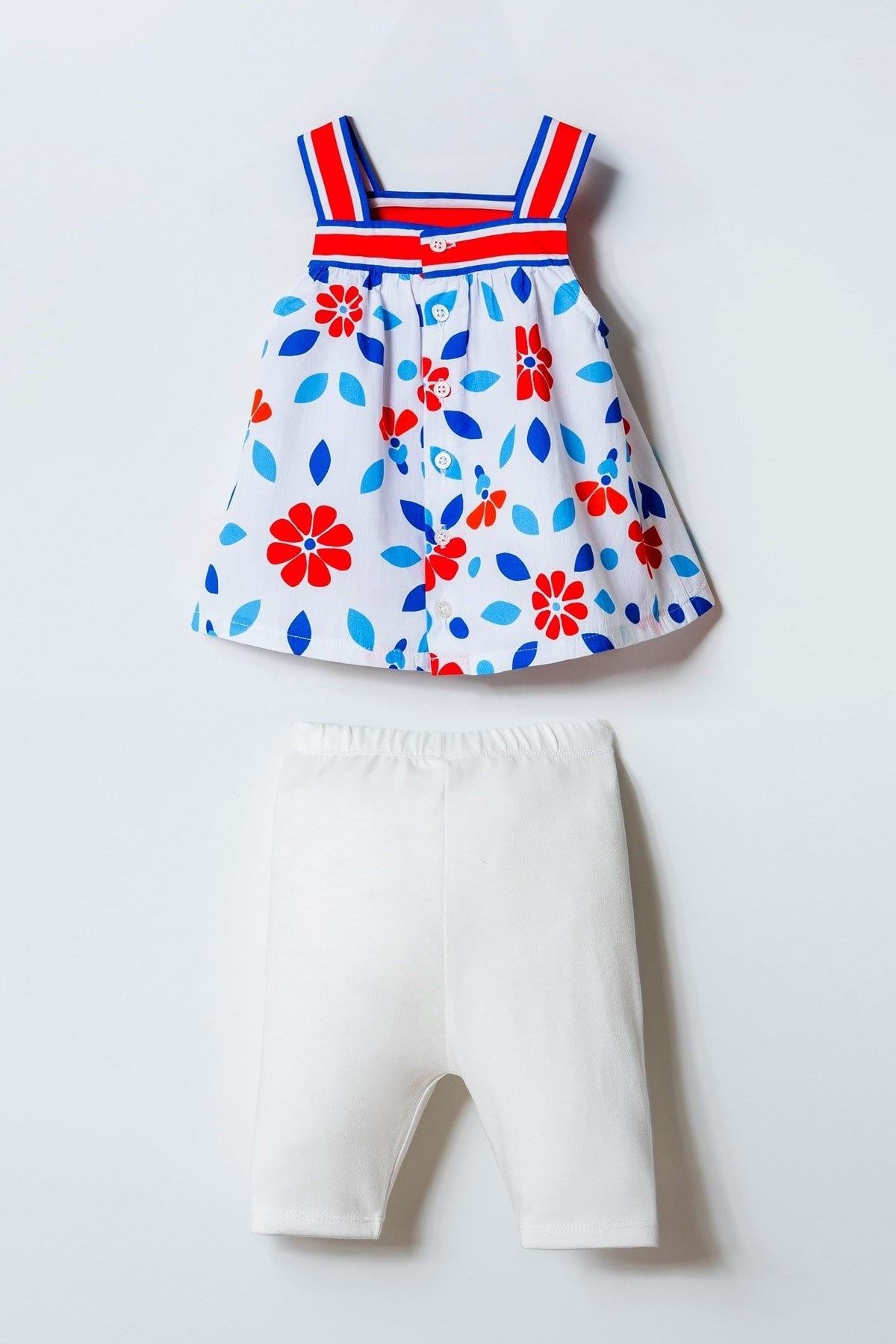U.S. Polo Kız Bebek 6 Ay-3 Yaş Çiçek Desenli Taytlı Takım Mavi