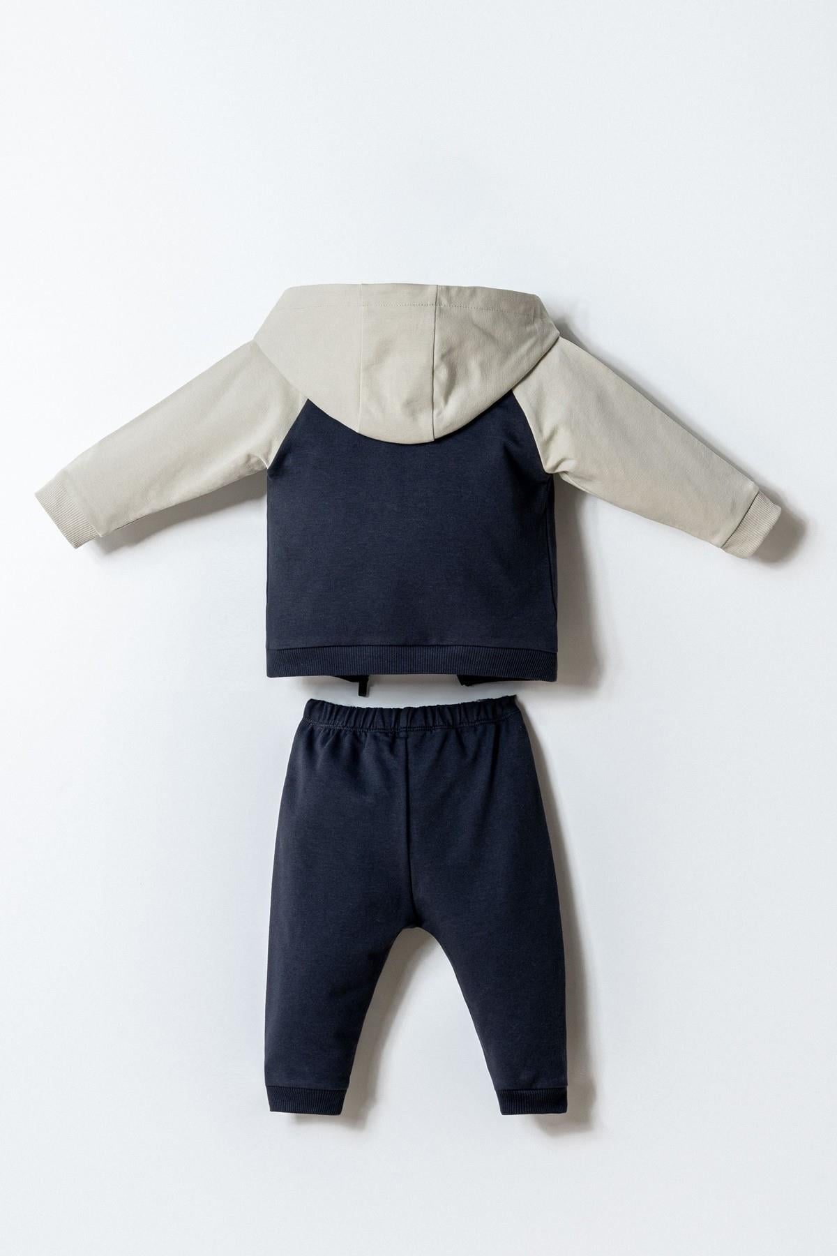 U.S. Polo Erkek Bebek 6-36 Ay İki İplik Üçlü Eşofman Takımı Füme