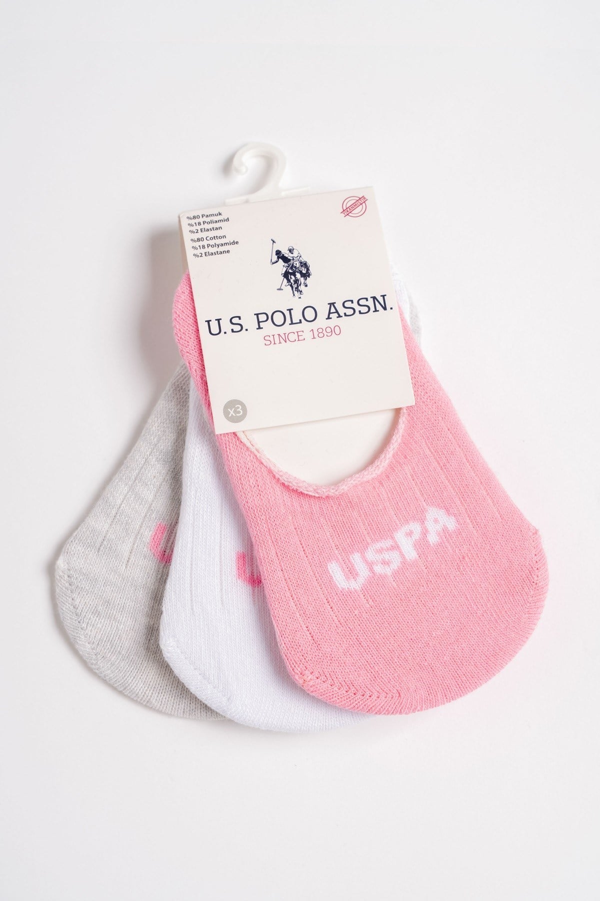 U.S. Polo Kız Bebek 6-36 Ay Üçlü Babet Çorap Pembe
