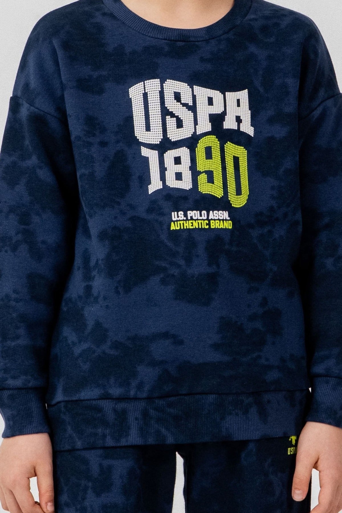 U.S. Polo Erkek Çocuk 4-14 Yaş Üç İplik Batik Desen Eşofman Takımı İndigo