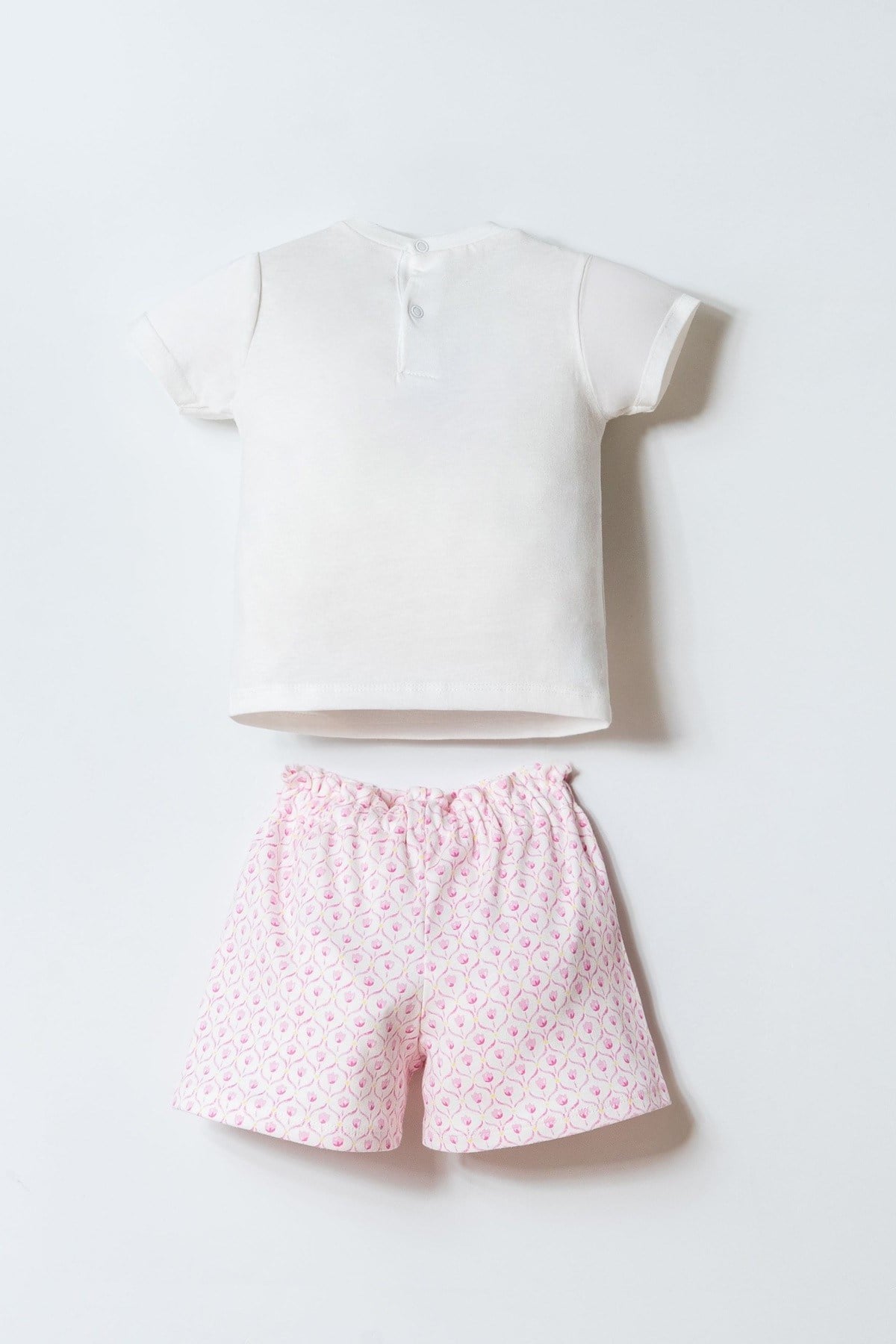 U.S. Polo Kız Bebek 6 Ay-3 Yaş Lale Desen Şortlu Takım Beyaz