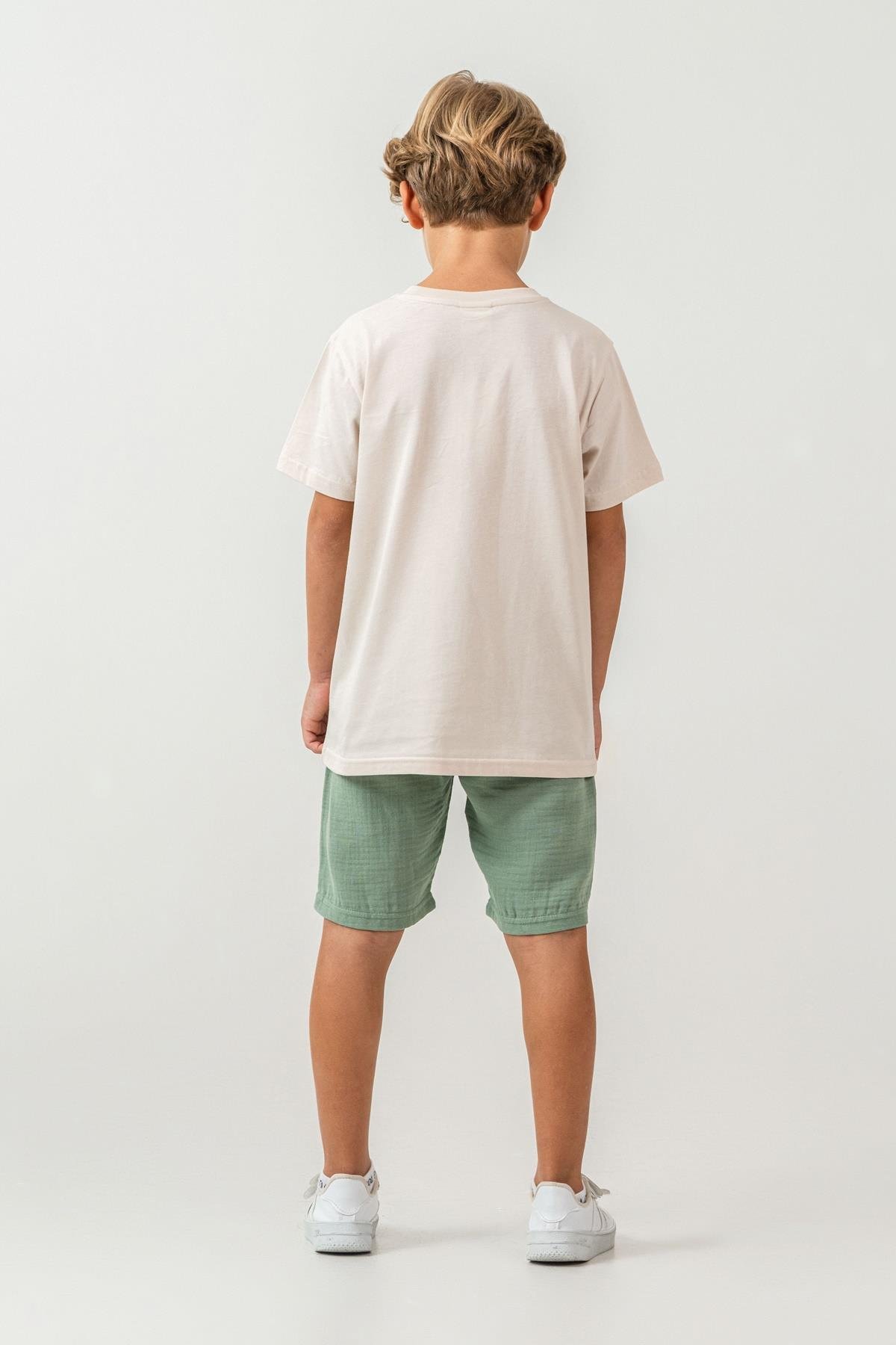 U.S. Polo Erkek Çocuk 4-15 Yaş Bermuda Şortlu İkili Takım Bej