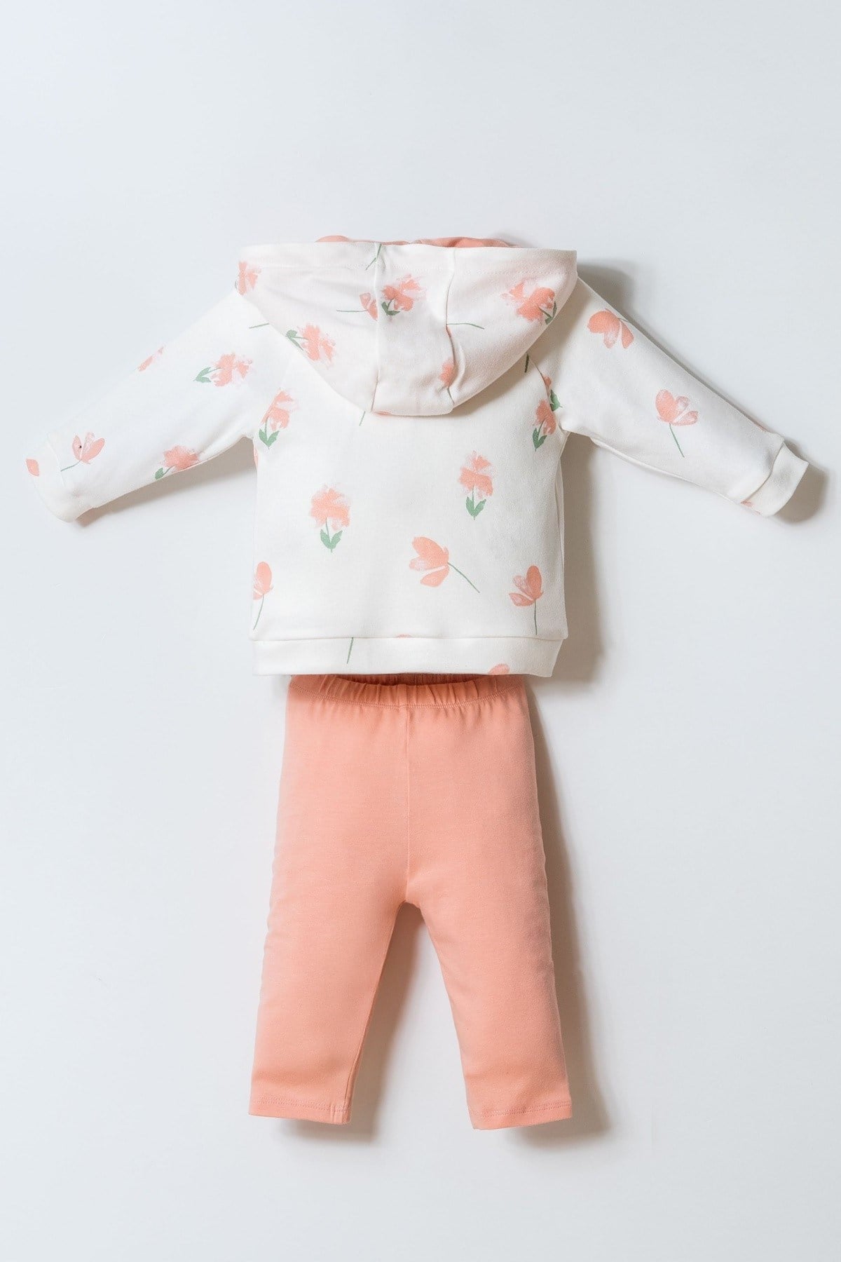 U.S. Polo Kız Bebek 6 Ay - 3 Yaş Lale Desenli Üçlü Takım Pudra