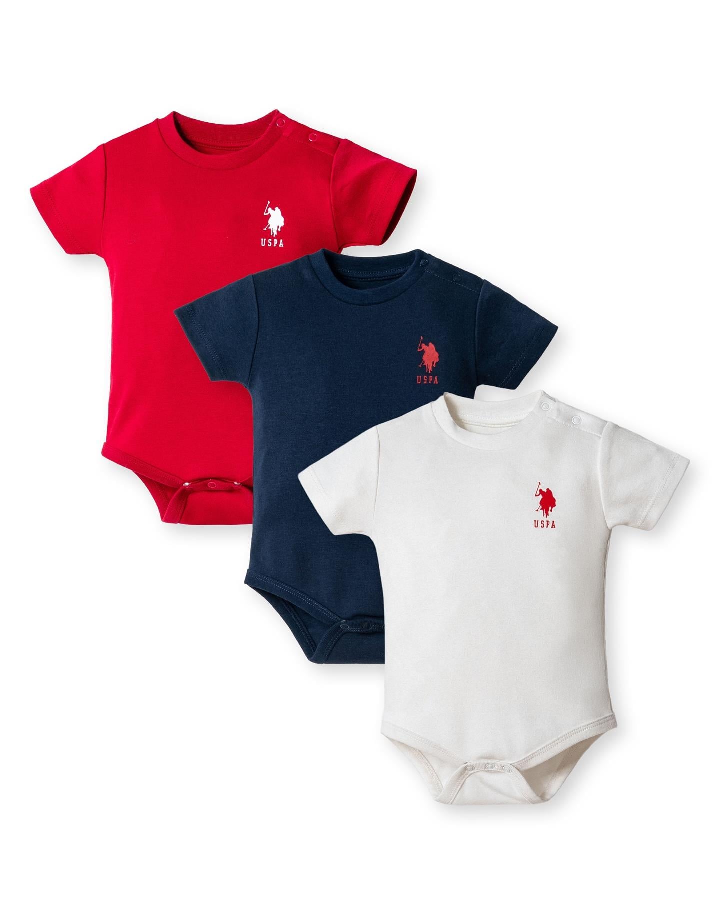 U.S. Polo Erkek Bebek 0-24 Ay Üçlü Body Set Beyaz