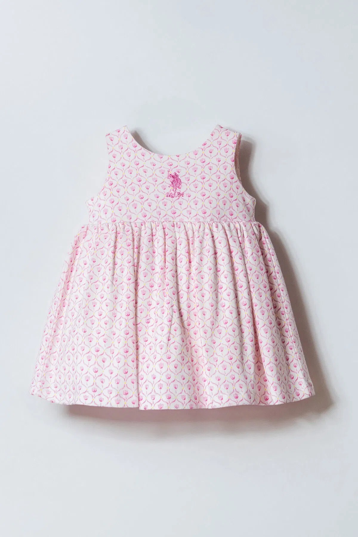U.S. Polo Kız Bebek 6 Ay-3 Yaş %100 Pamuk Astarlı Elbise Pembe