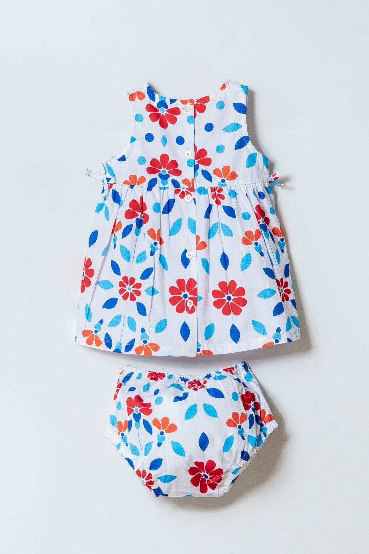 U.S. Polo Kız Bebek 6 Ay- 3 Yaş Çiçek Desenli Dokuma Elbise Beyaz