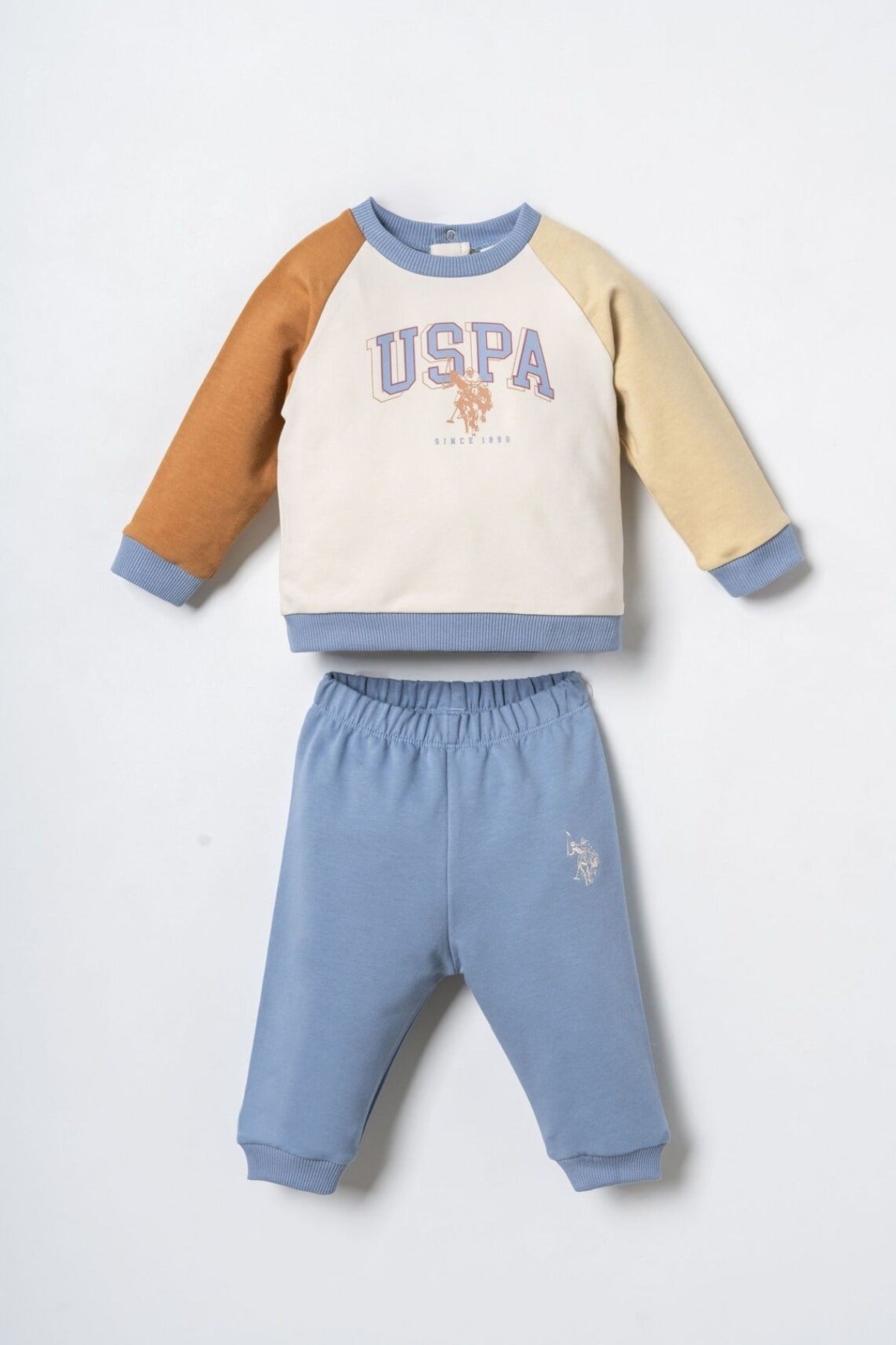 U.S. Polo Erkek Bebek 6 Ay- 3 Yaş İkili Eşofman Takımı Bebe Mavi