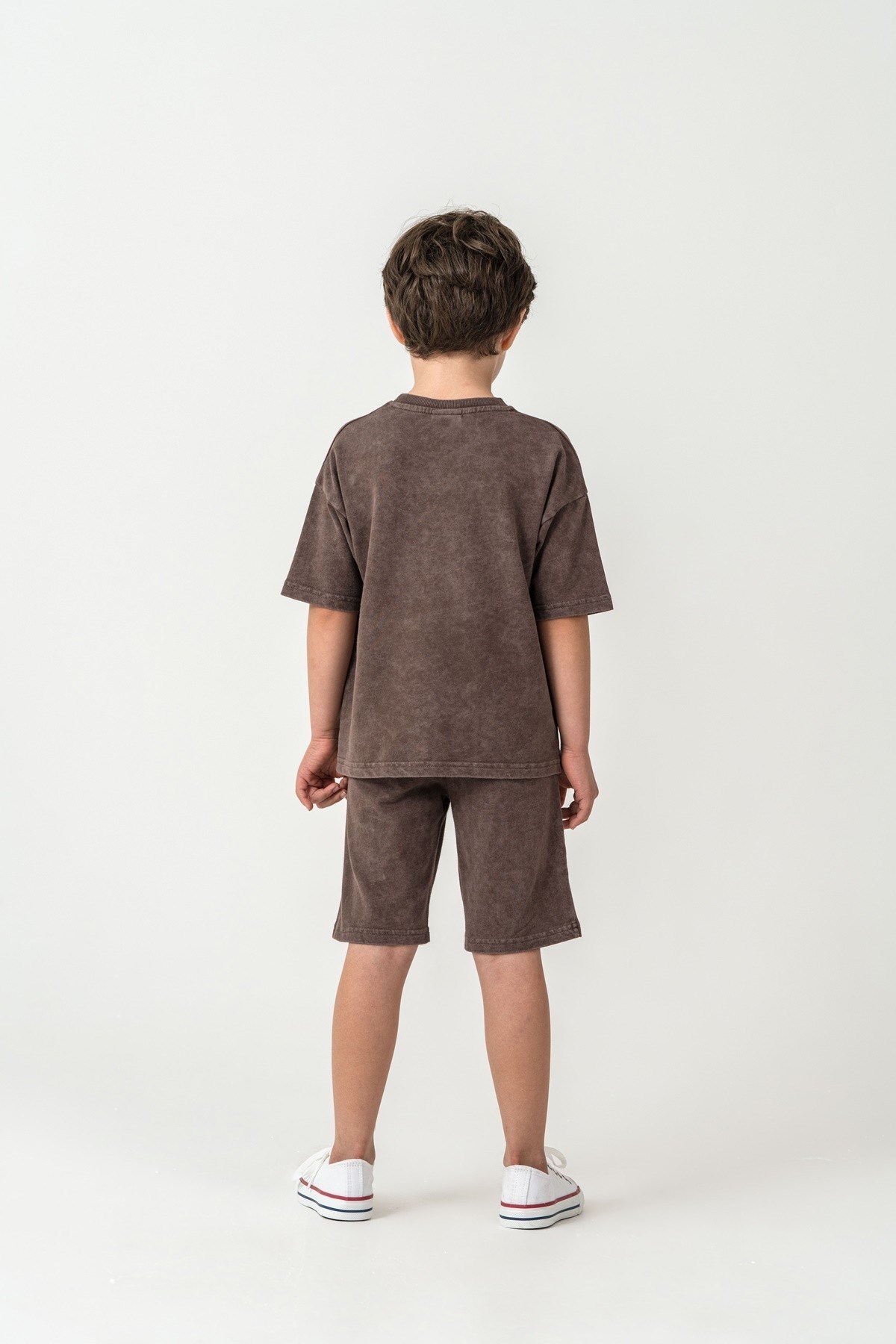 U.S. Polo Erkek Çocuk 4-15 Yaş Yıkamalı Şortlu Takım Çikolata