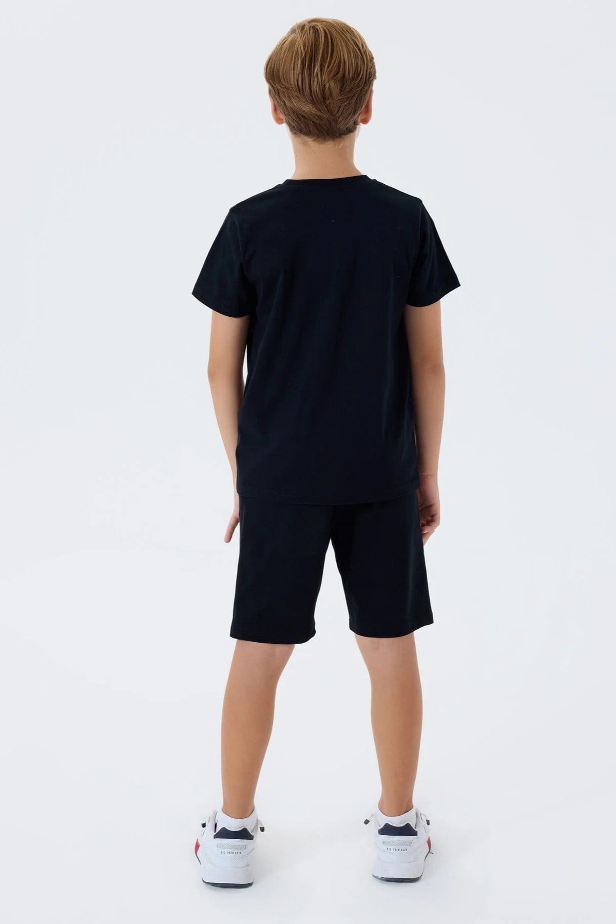 U.S. Polo Erkek Çocuk 4-15 Yaş Desenli İkili Şortlu Takım Siyah