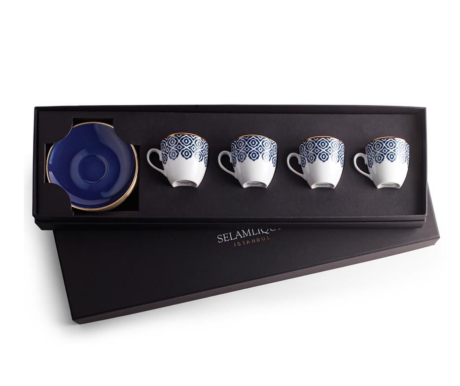 Design of LuxurySELAMLIQUESTC770754 LÜ BLUE BLANC FİNCAN  SETİ | designofluxury.com.tr 4 LÜ BLUE BLANC FİNCAN  SETİ