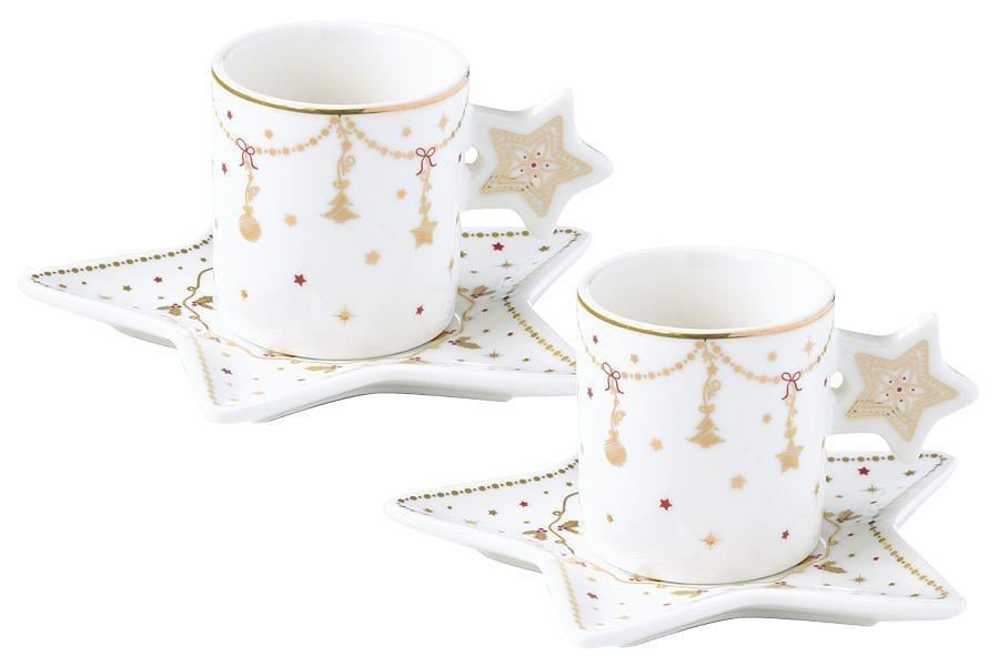 Design of LuxuryEASY LİFE1322 CHLIEasy Life Christmas LightS 2'li Porselen Kahve Fincanı 80 ml & Tabağı