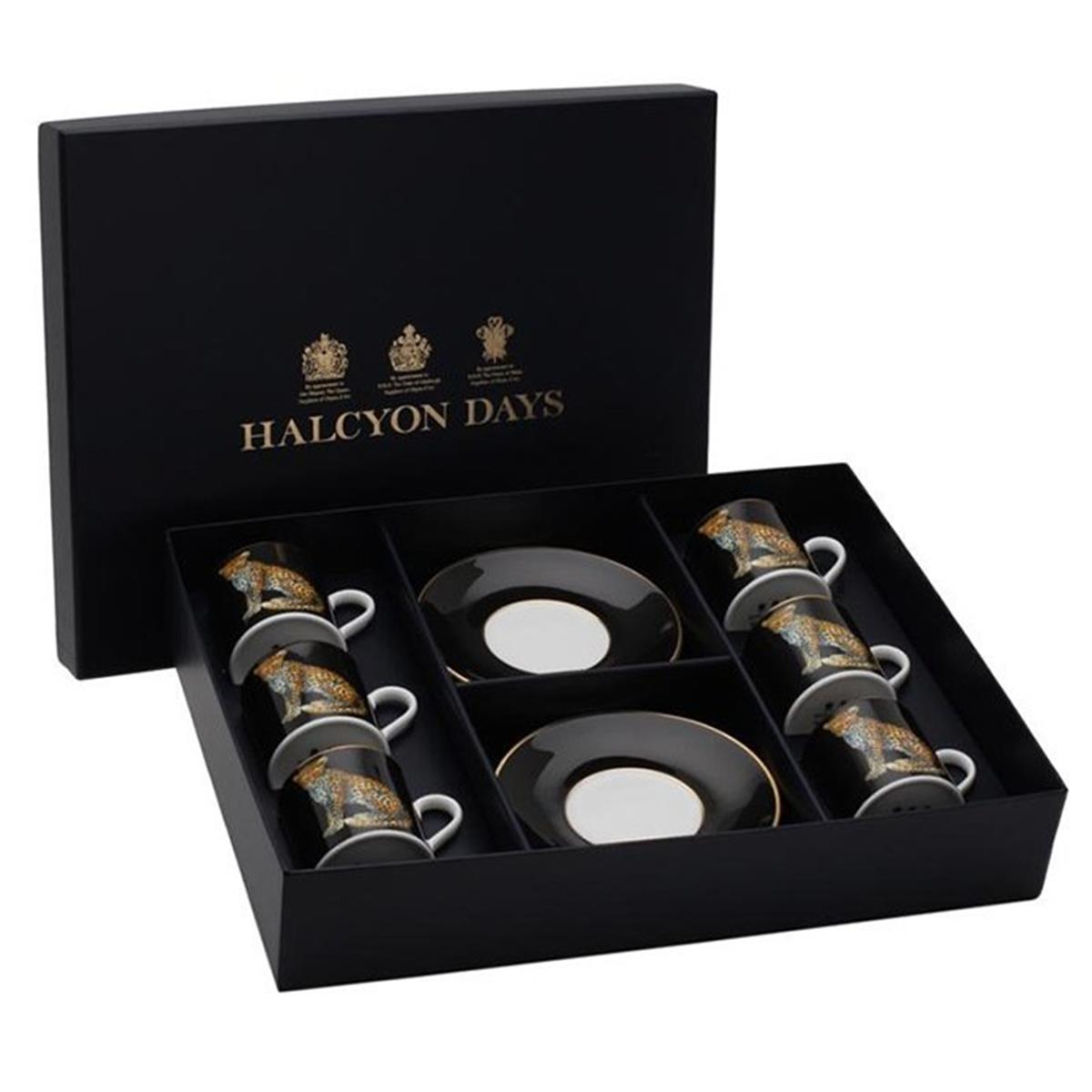 Design of LuxuryHALCYON DAYSBCMWL02C6GHALCYON DAYS MW Twin Leopards - Coffee Cup & Saucer Set x 6