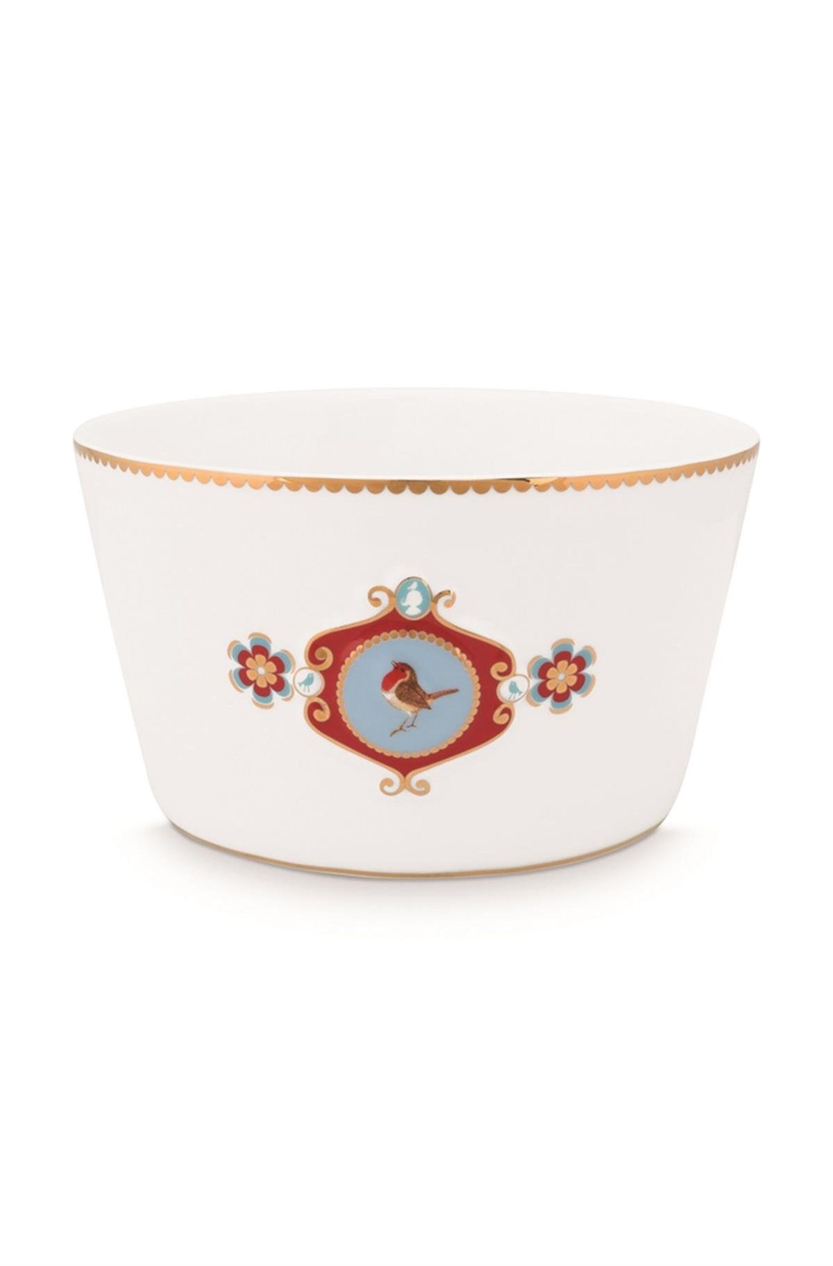 Design of LuxuryPİP STUDİO51003174Love Birds Beyaz Madalyon Desenli Kase 20 cm
