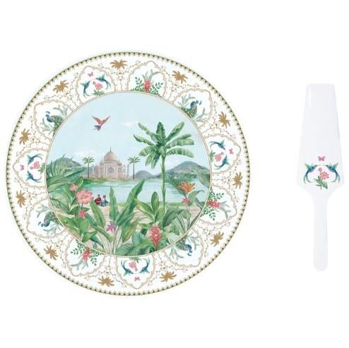 Design of LuxuryEASY LİFE1112 PASAEasy Life Paradise Sauvage Porselen Kek Servis Tabağı 32 cm Dilimleyicili