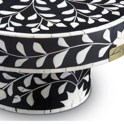 Design of LuxuryTHE SECRETS4162THE SECRETS Black floral pattern mother-of-pearl inlay cake stand