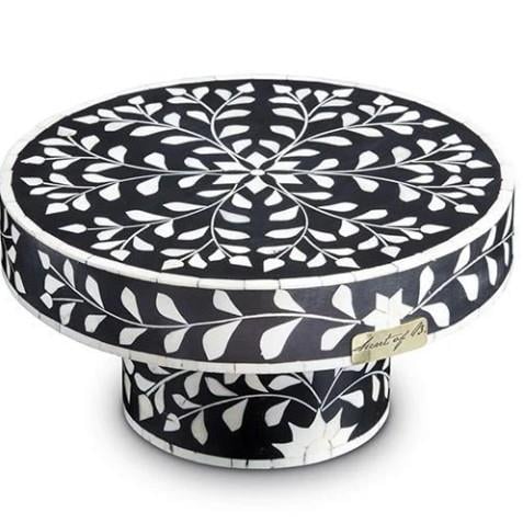 Design of LuxuryTHE SECRETS4162THE SECRETS Black floral pattern mother-of-pearl inlay cake stand