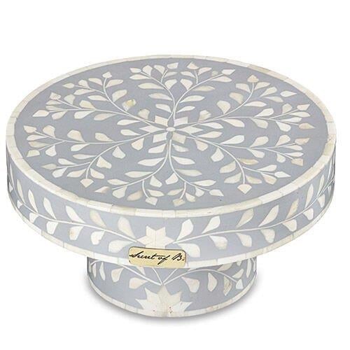 Design of LuxuryTHE SECRETS4163THE SECRETS Grey floral pattern mother-of-pearl inlay cake stand