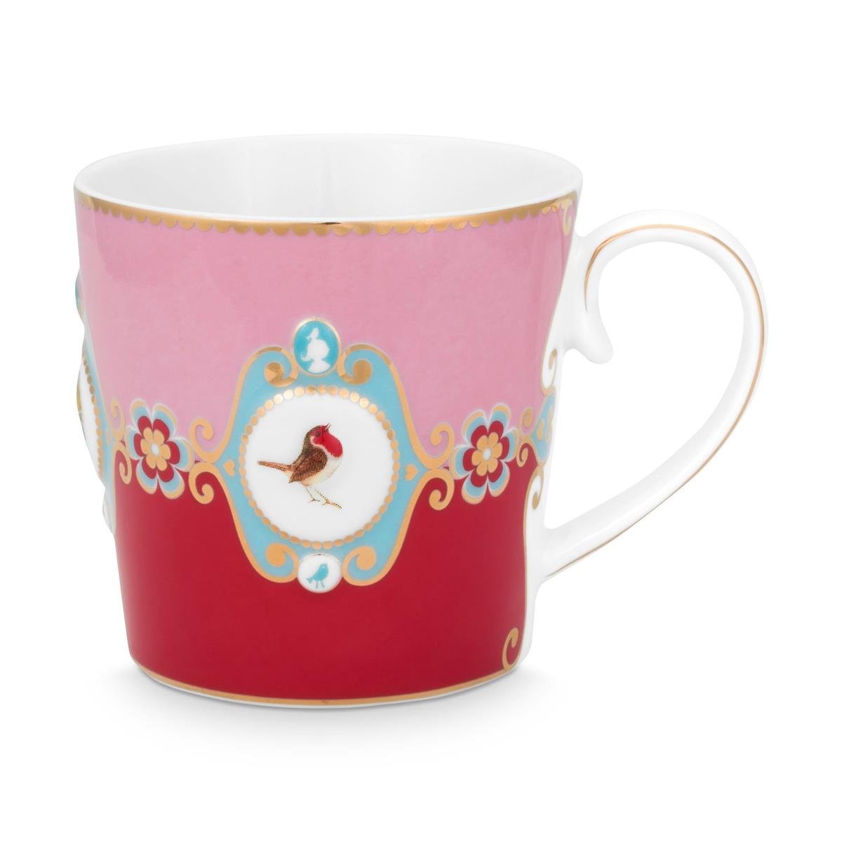 Design of LuxuryPİP STUDİO51002026Love Bird Büyük boy Mug, Kırmızı / Pembe 250 ML | designofluxury.com.tr Love Bird Büyük boy Mug, Kırmızı / Pembe 250 ML
