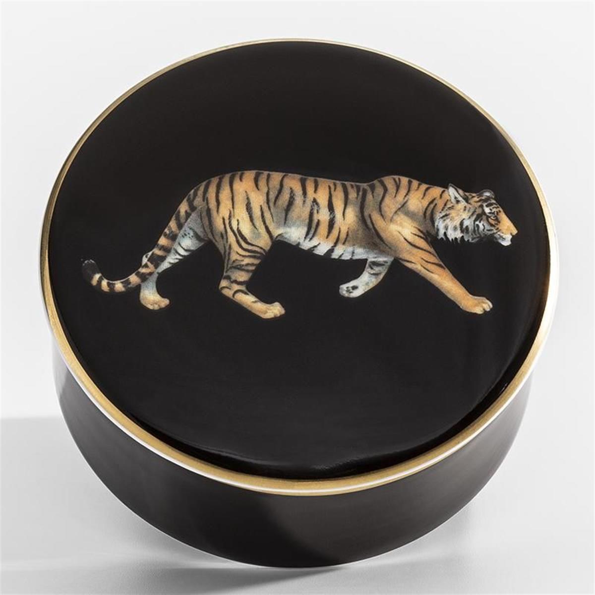 Design of LuxuryHALCYON DAYSBCMWT02RBGHalcyon Days MW Twin Tiger - Black - Round Trinket Box