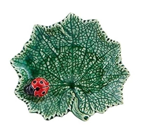 Design of LuxuryBORDALLO65024049BORDALLO  Countryside Leaves Ragwort Leaf with Ladybug 14 cm