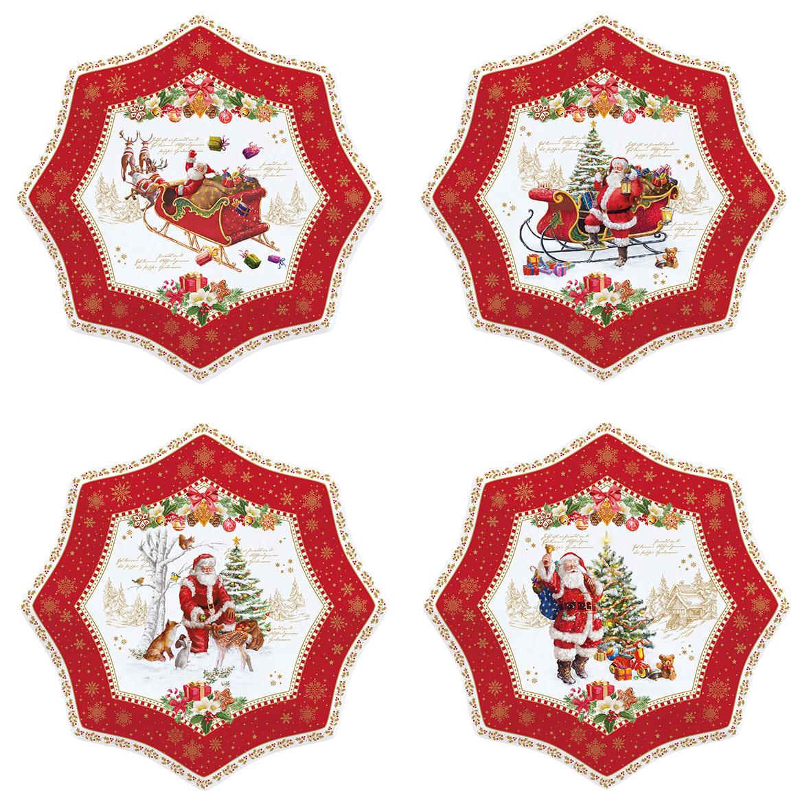 Design of LuxuryEASY LİFE1002 CHMEEasy Life Christmas Memories 4Iü Porselen  Tatlı Tabağı Seti B 16cm