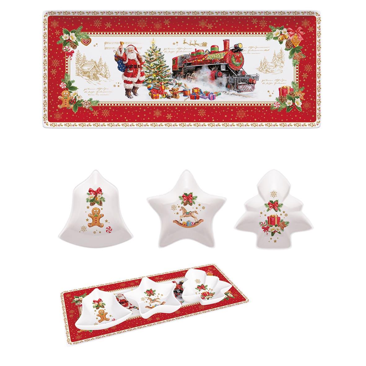 Design of LuxuryEASY LİFE1006 CHMEEasy Life Christmas Memories 4 Prç Porselen Meze Servis Seti 36cmx16cm