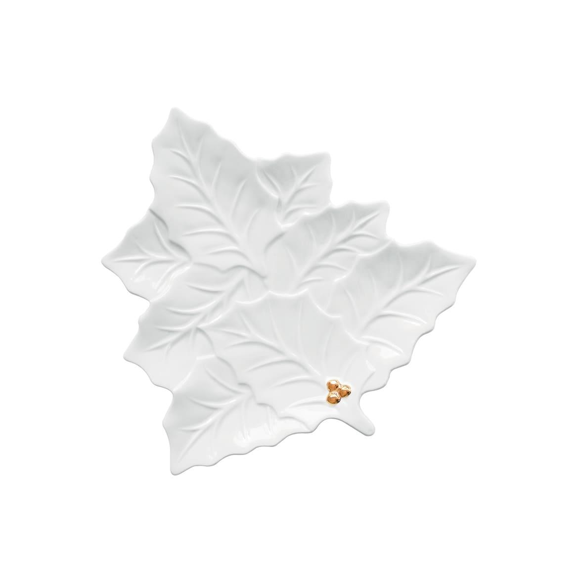 Design of LuxuryEASY LİFE2172 HOLWEasy Life Holly & Berries Porselen Tabak 22,0x22,0 cm Beyaz