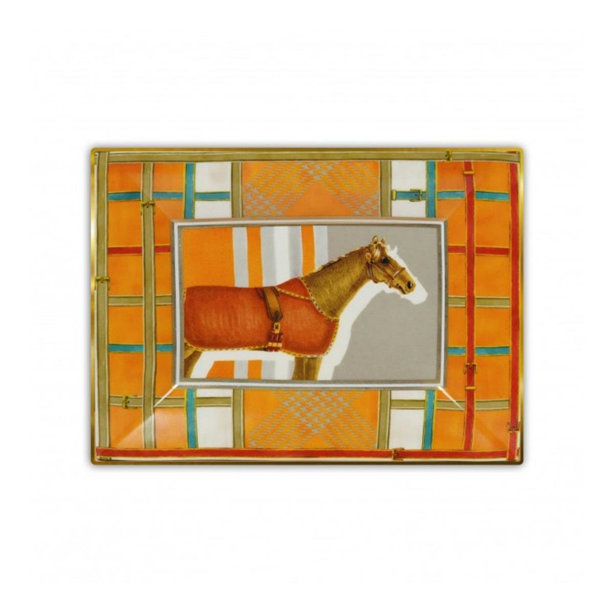 Design of LuxuryBACI MİLANOTRAY2.HOR01HORSES DİKDÖRTGEN TURUNCU TABAK