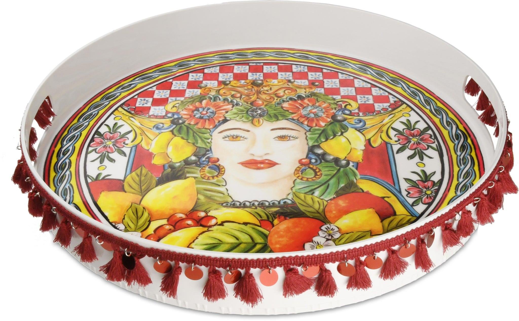 Design of LuxuryDESIGN OF LUXURYM-004473Kırmızı Barok Yuvarlak Tepsi 40 Cm | designofluxury.com.tr Kırmızı Barok Yuvarlak Tepsi 40 Cm