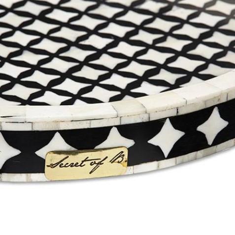 Design of LuxuryTHE SECRETS4122THE SECRETS Black and white mother-of-pearl inlaid round tray