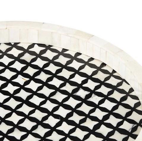 Design of LuxuryTHE SECRETS4122THE SECRETS Black and white mother-of-pearl inlaid round tray