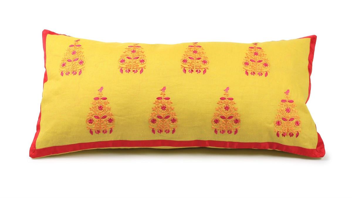 Design of LuxuryPİP STUDİO51040121Yastık Ağaç İşlemeli Sarı | designofluxury.com.tr Yastık Ağaç İşlemeli Sarı