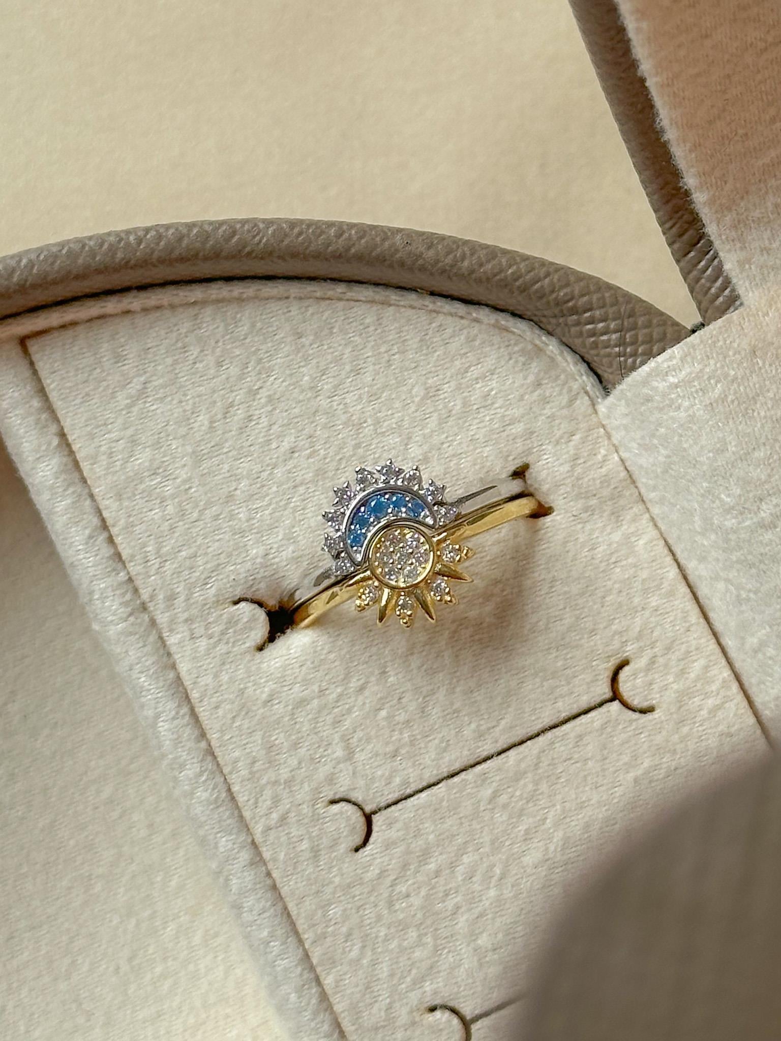 Ay ve Güneş Figürlü Bff Yüzükleri - 925 Ayar Gümüş