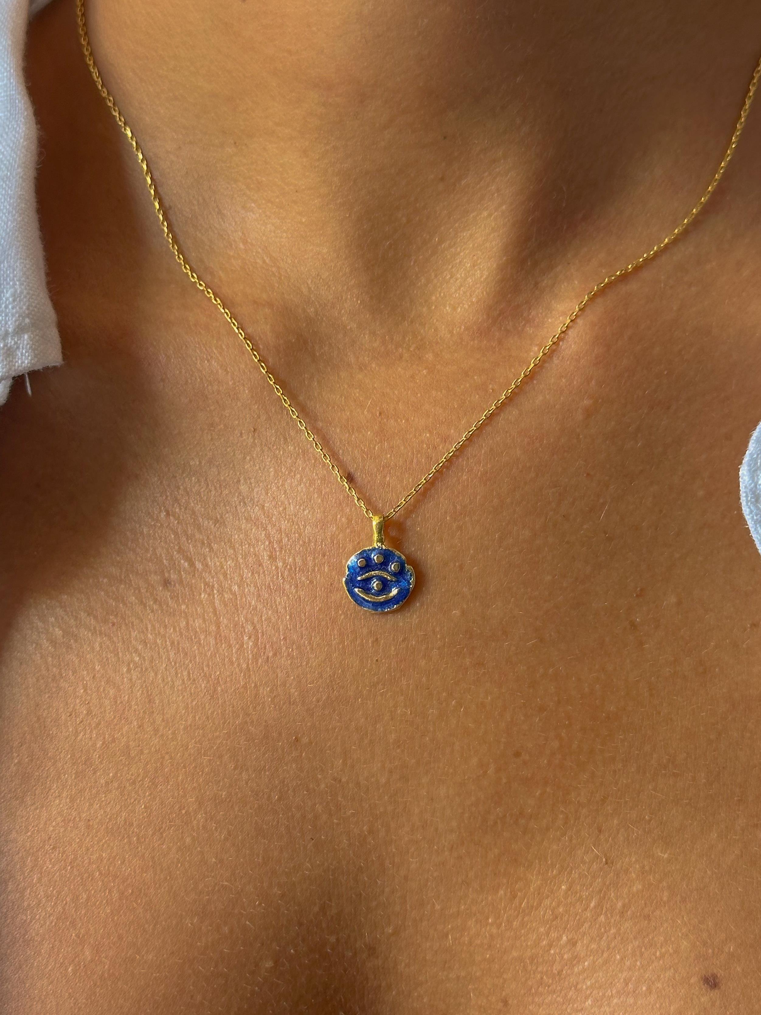 El Yapımı Minimal Figürlü Kolye  - 925 Ayar Gümüş