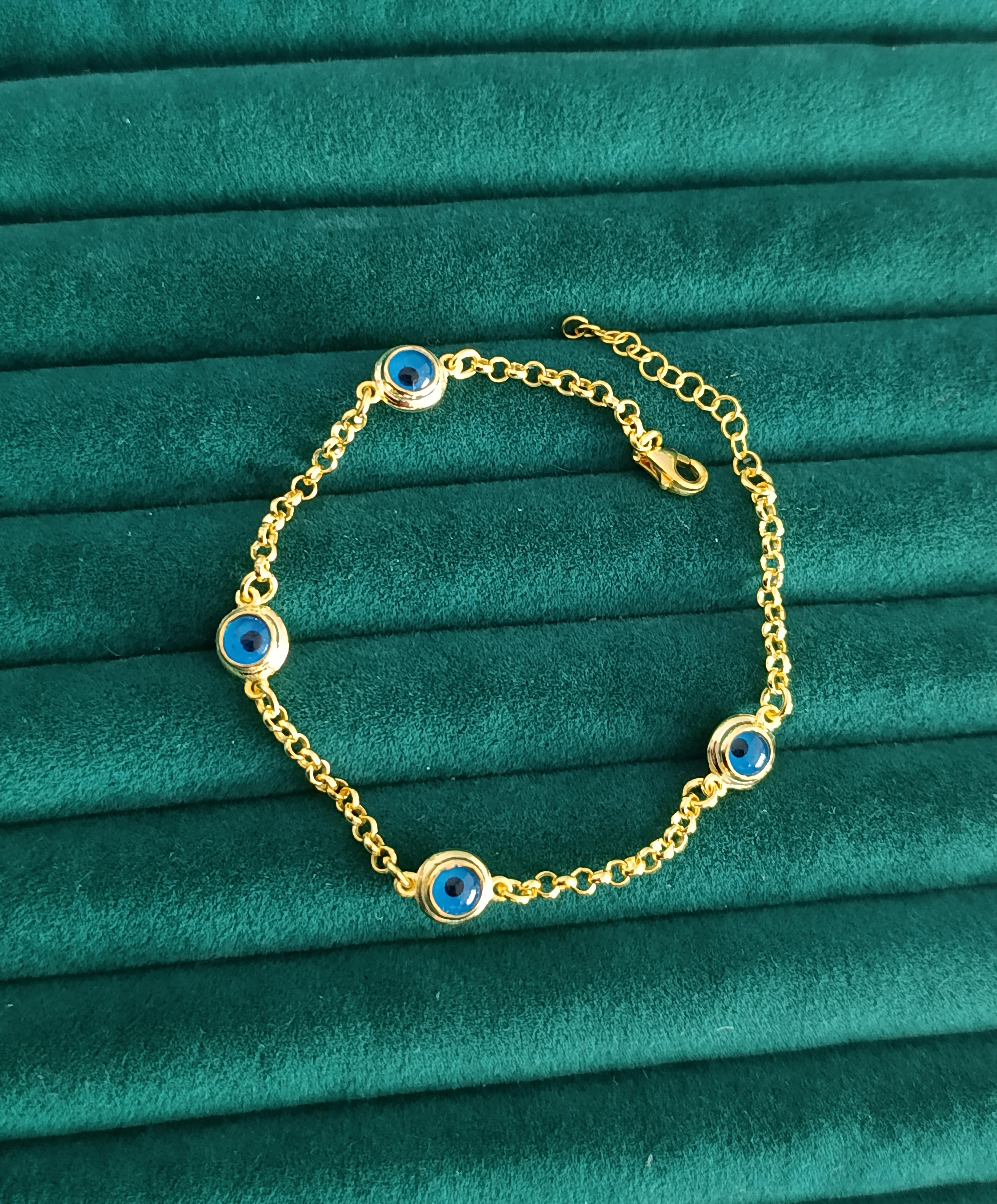 Göz Figürlü Zincir Bileklik - TEK  - 925 Ayar Gümüş