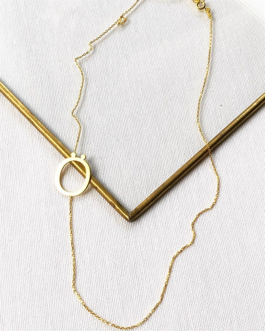 Harf Kolye - Gold - 925 Ayar Gümüş