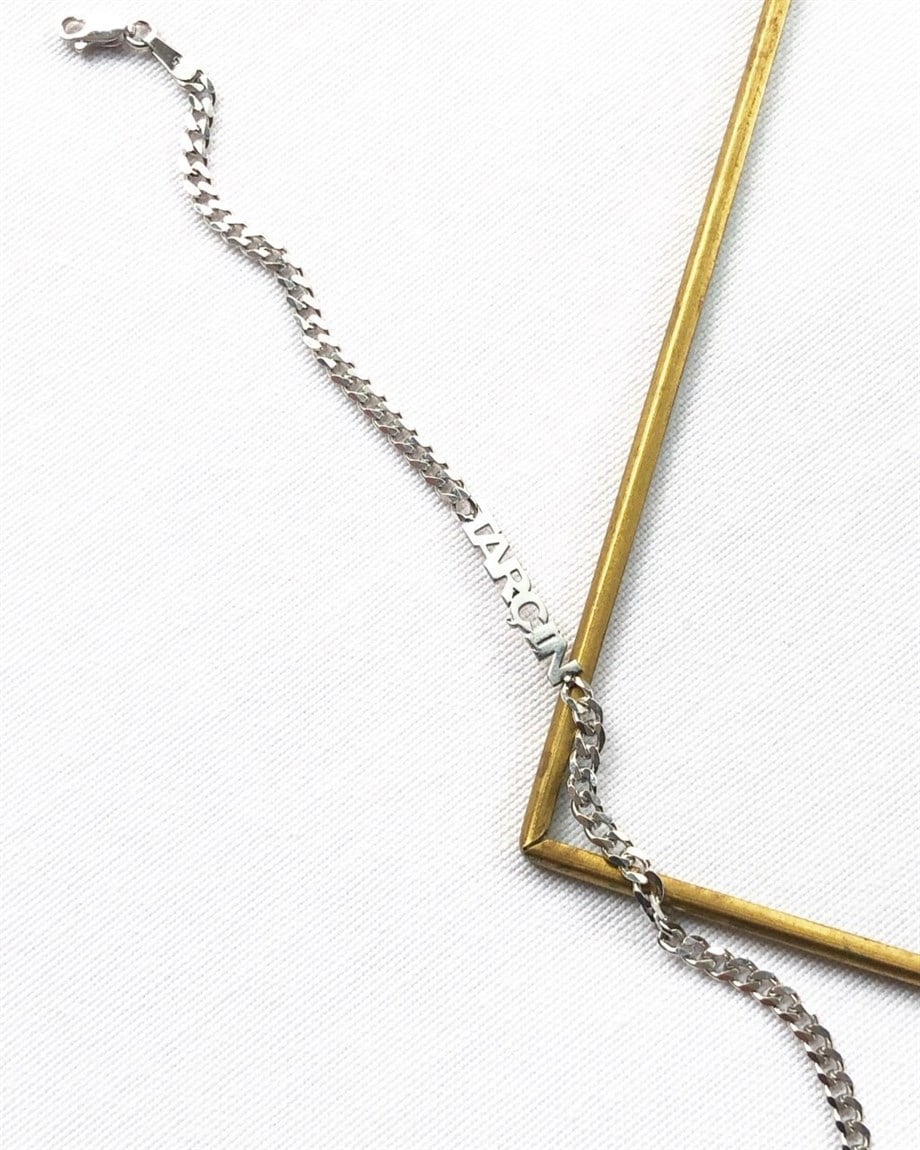 İnce Künye Bileklik - Gold - 925 Ayar Gümüş