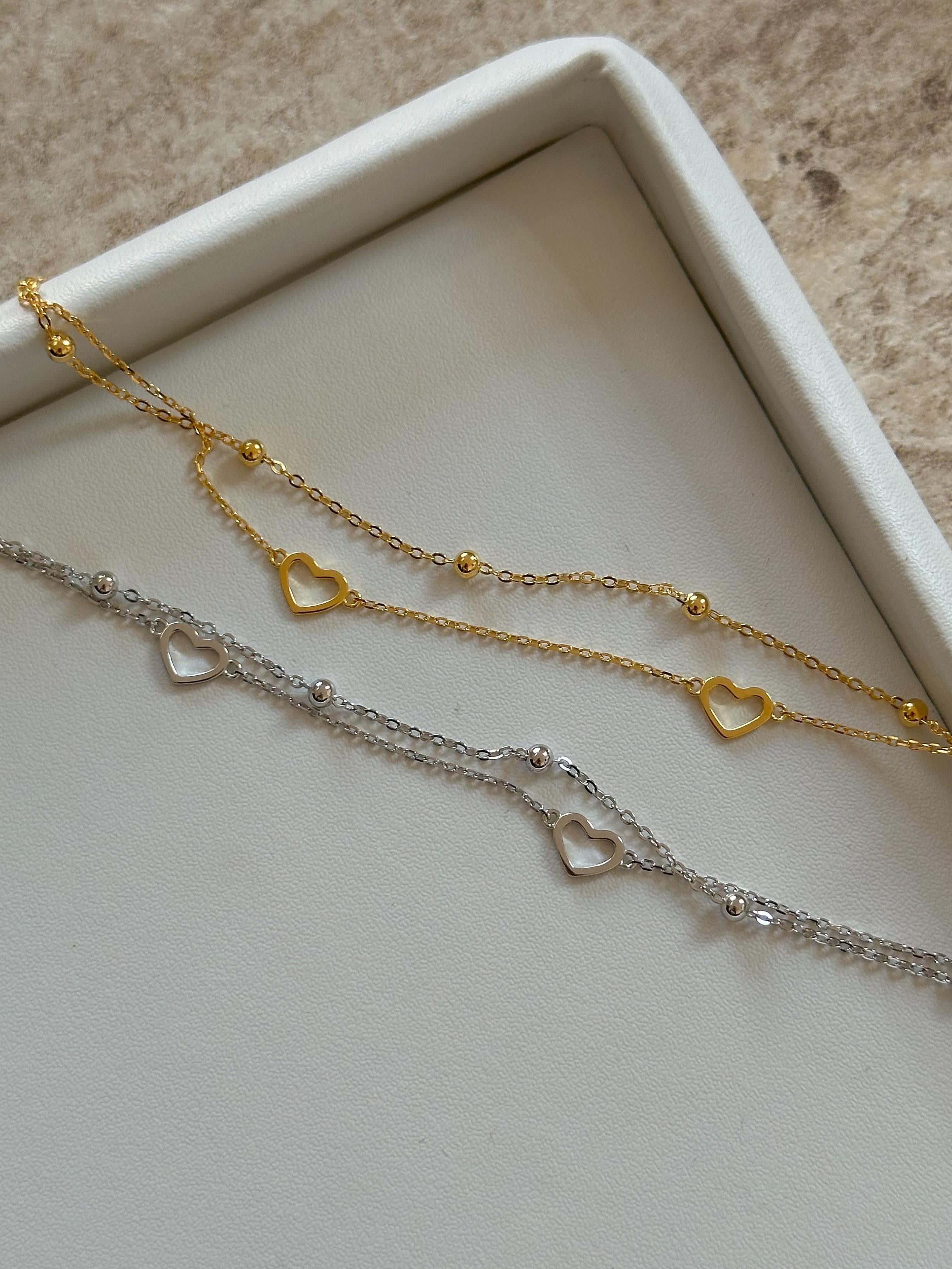 Kalpli Çift Sıra Bileklik -  925 Ayar Gümüş