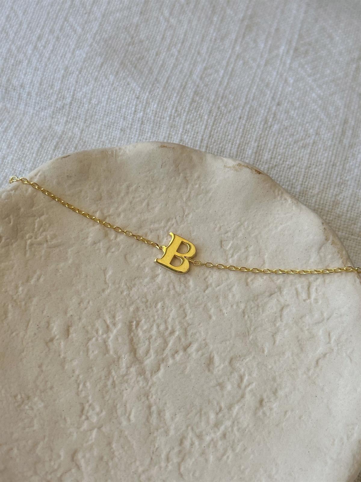 Kişiye Özel Minik Harfli Bileklik - TEK  - 925 Ayar Gümüş