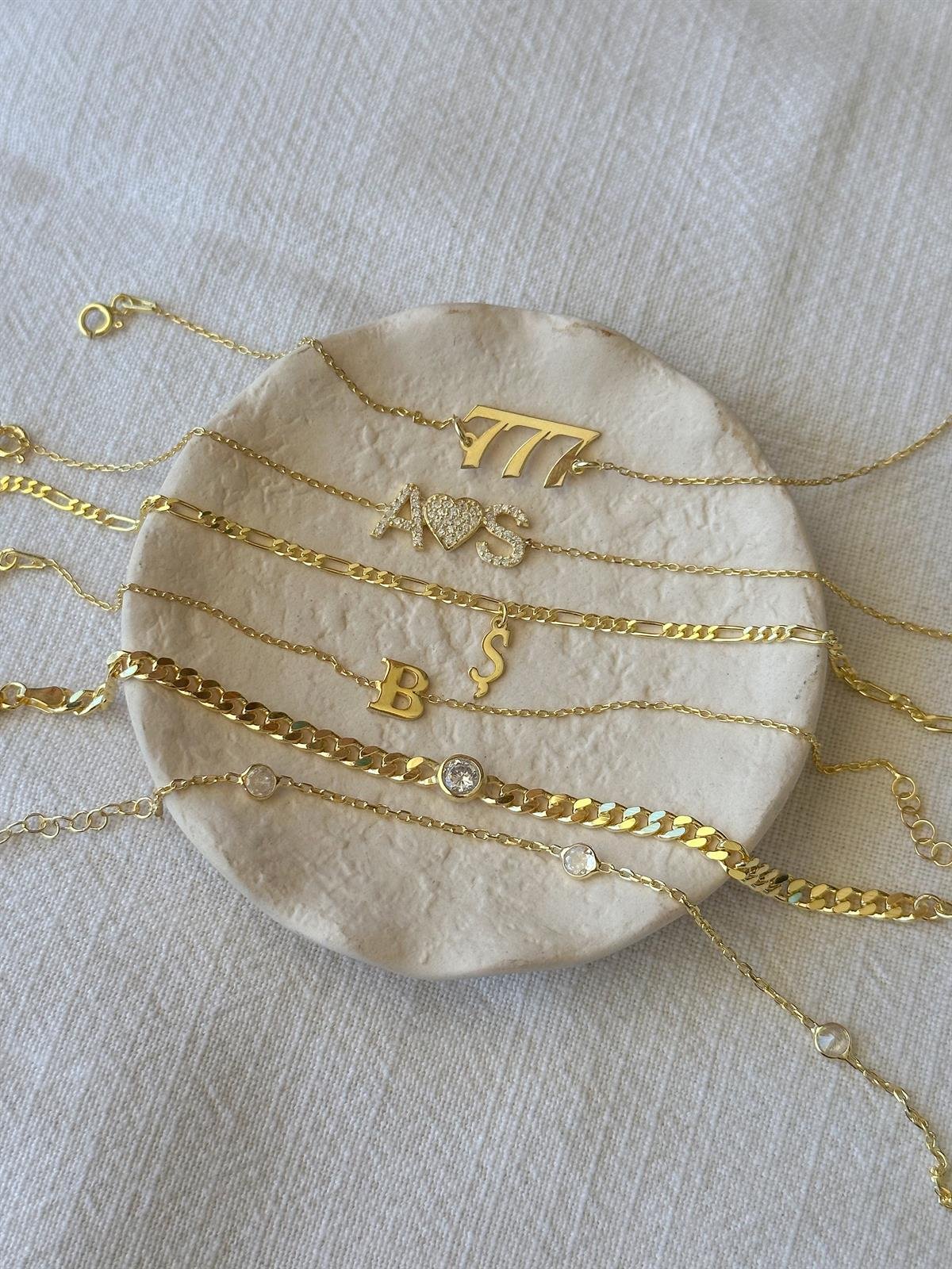 Kişiye Özel Minik Harfli Bileklik - TEK  - 925 Ayar Gümüş