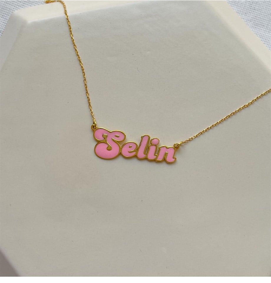 Kişiye Özel Renkli Mineli İsim Kolye - 925 Ayar Gümüş