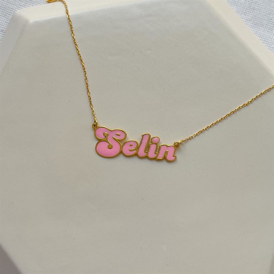 Kişiye Özel Renkli Mineli İsim Kolye - 925 Ayar Gümüş