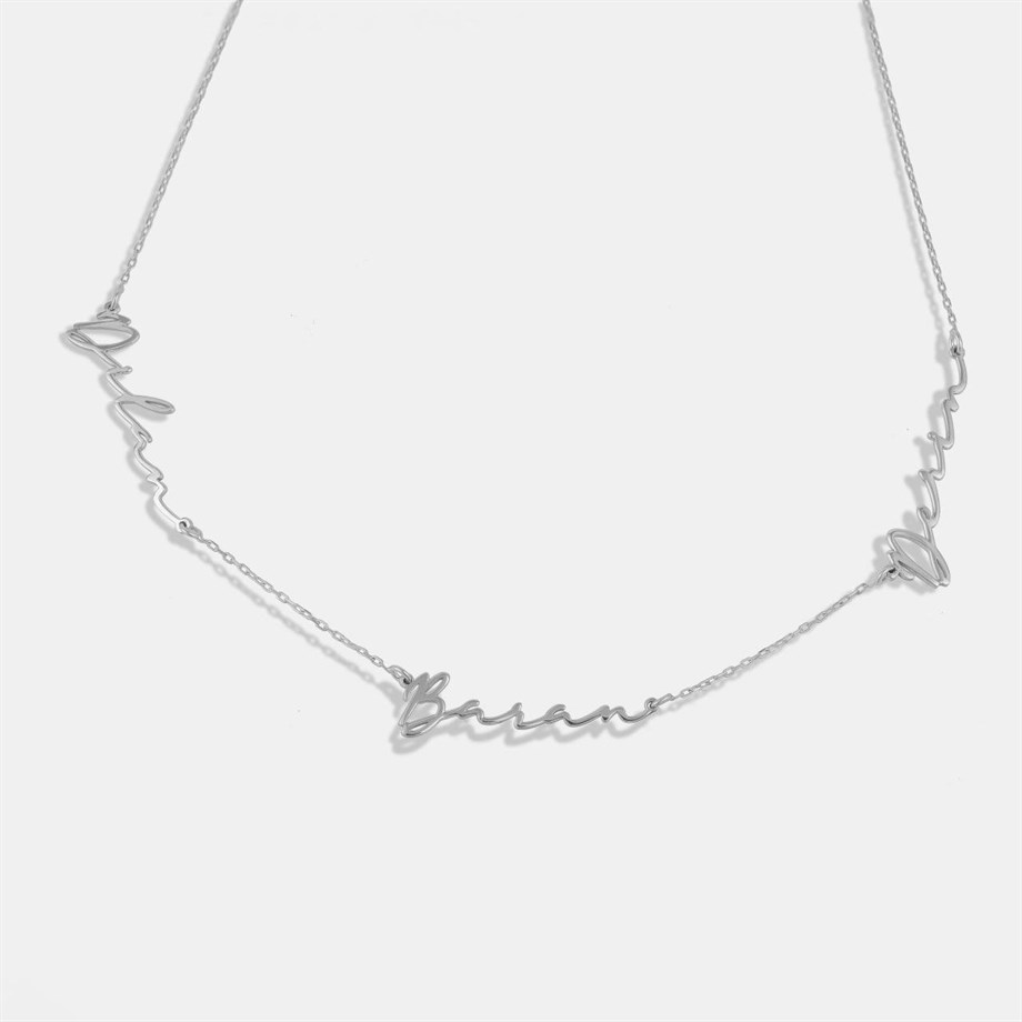 Kişiye Özel Üç İsimli Kolye  - 925 Ayar Gümüş