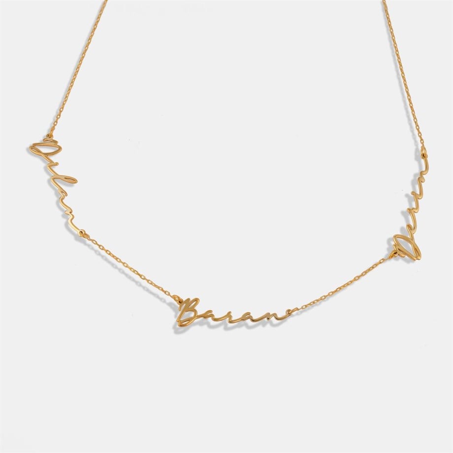 Kişiye Özel Üç İsimli Kolye  - 925 Ayar Gümüş