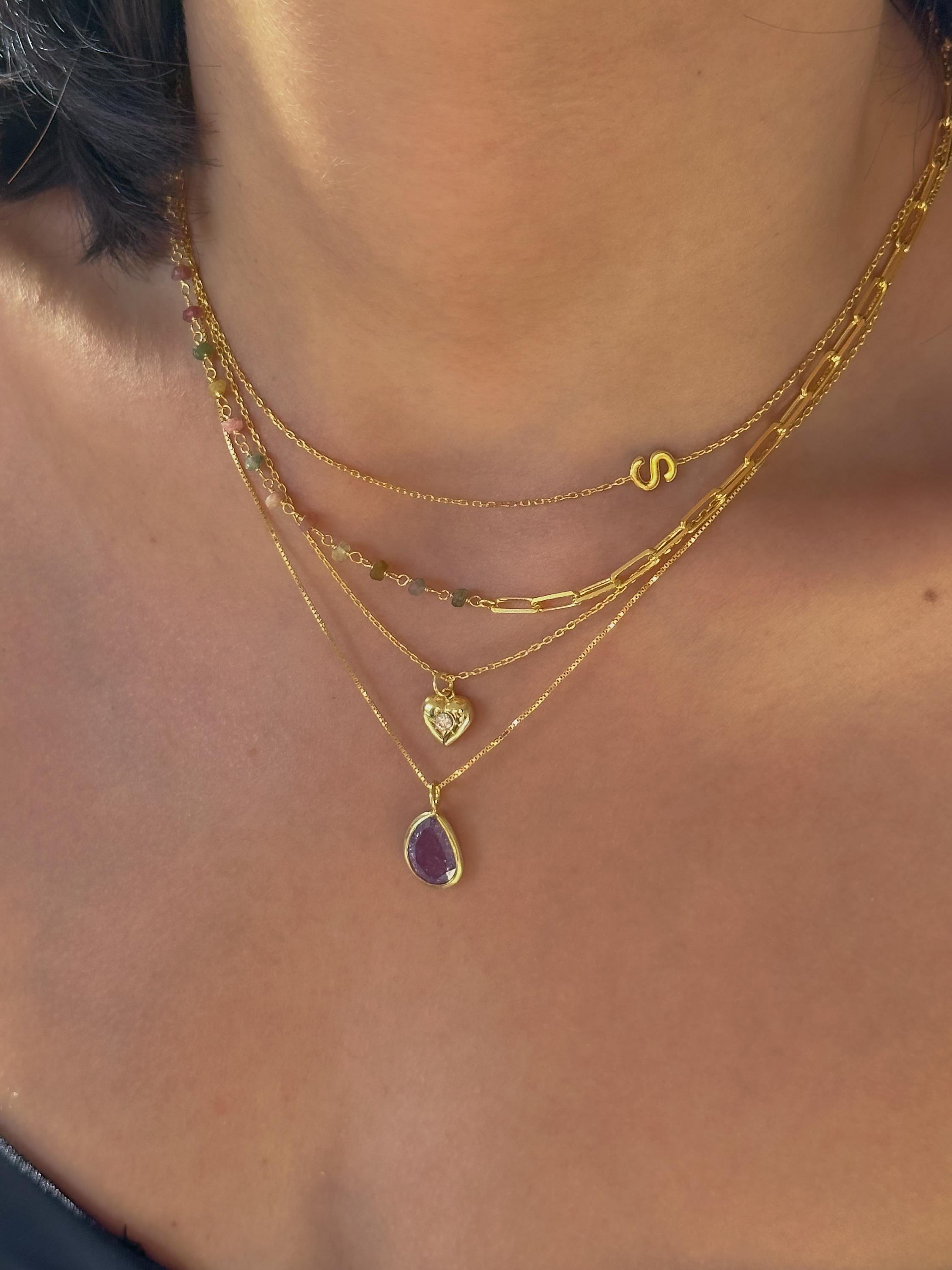 Kişiye Özel Yan Harf Kolye  - 925 Ayar Gümüş