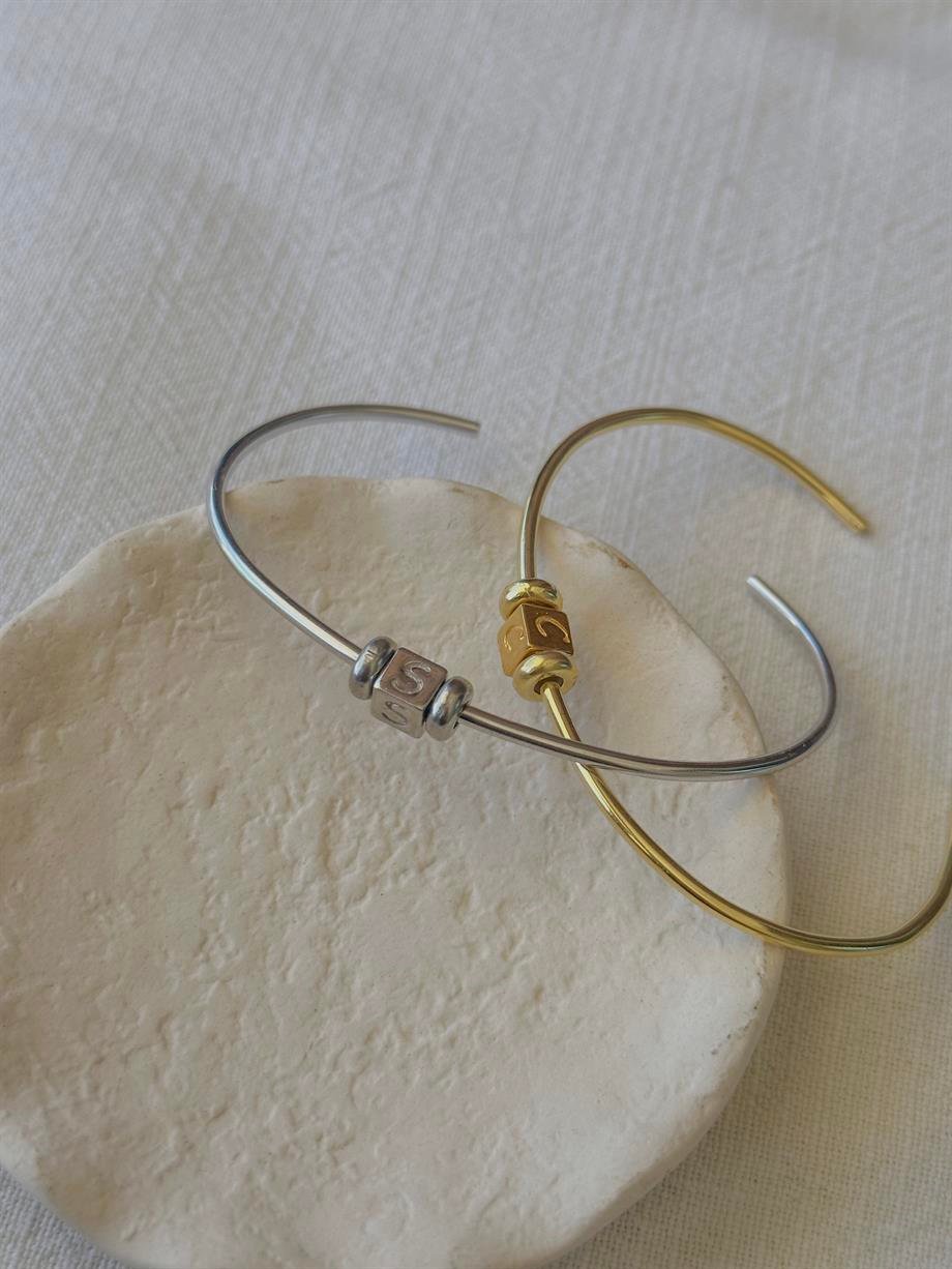 Küp Harfli Bileklik  - 925 Ayar Gümüş