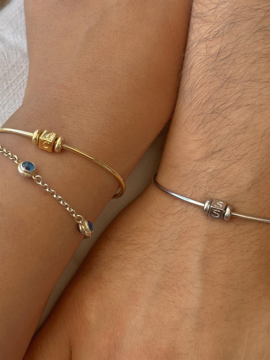 Küp Harfli Bileklik  - 925 Ayar Gümüş