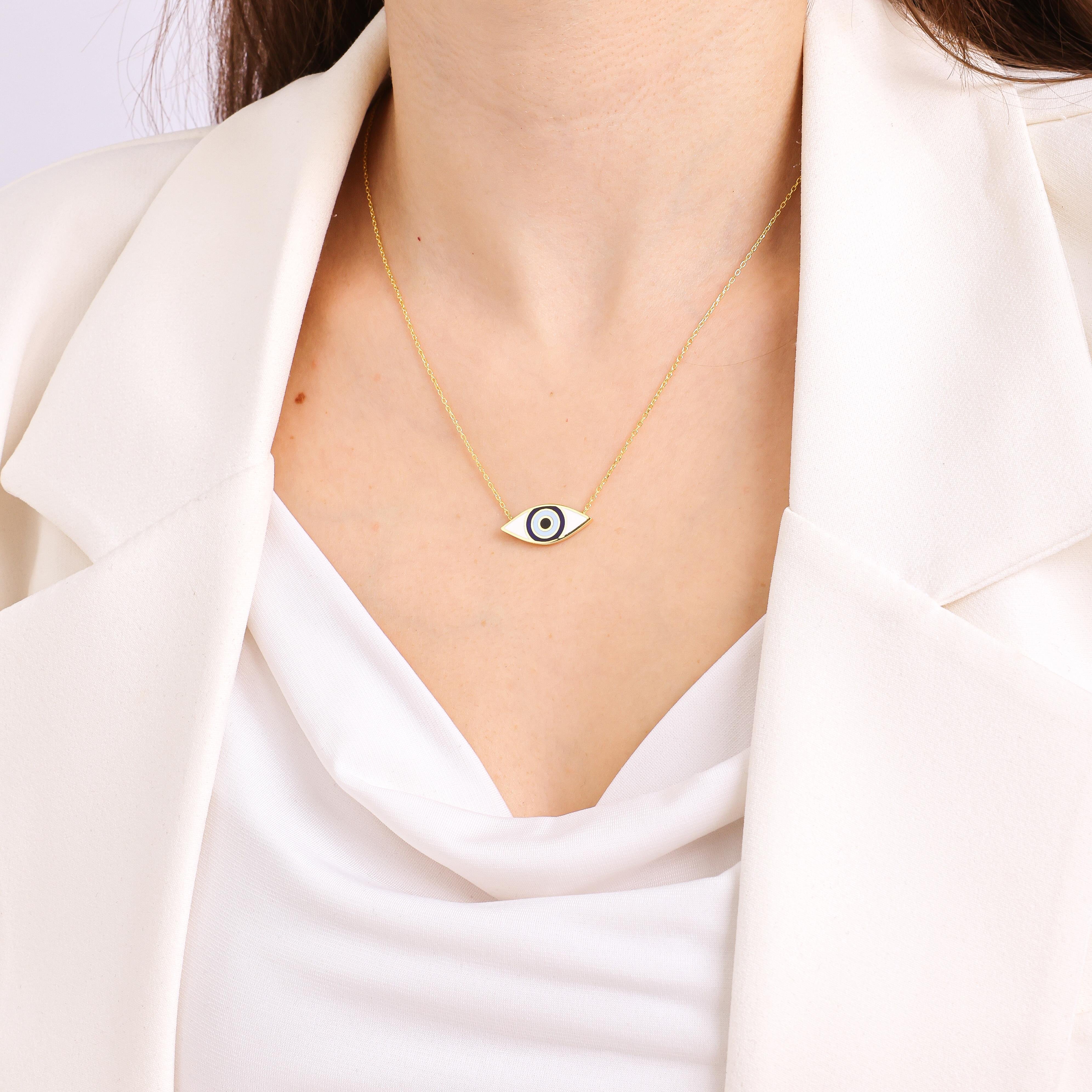 Mineli Göz Kolye  - 925 Ayar Gümüş