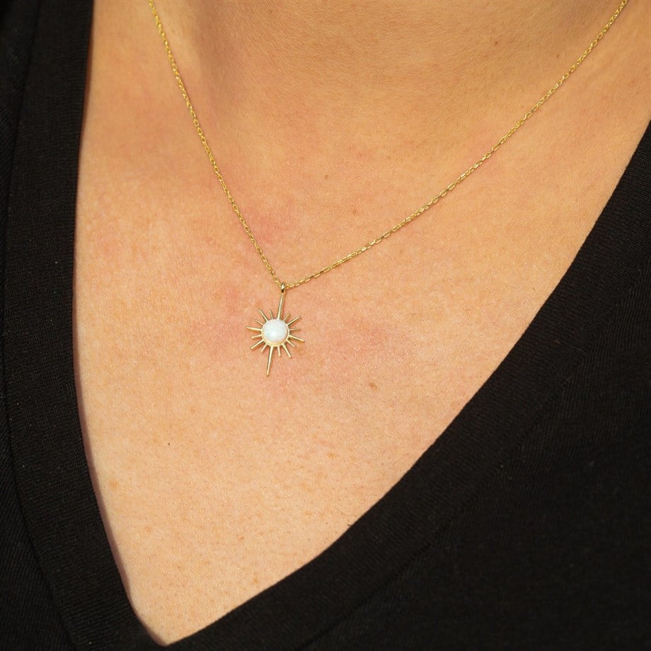 Minimal Kuzey Yıldızı Figürlü Kolye - 925 Ayar Gümüş